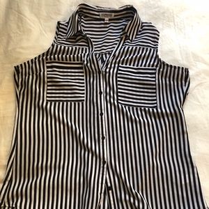 Express striped sleeveless blouse, L